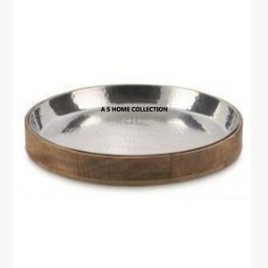 Hecho a mano de lujo nuevo diseño hermoso hogar boda decoración aluminio Metal Floral grabado a mano bandeja de servicio - Product Image 5