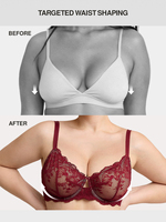 Ensemble de lingerie sexy en dentelle florale Waistdear pour femme, soutien-gorge push-up et culotte en maille transparente, respirant