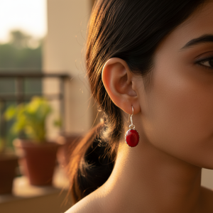 Pendientes de Plata 925 con Coral Rojo para Mujer, Joyería Vintage Chapada en Oro con Cuarzo, Perla y Diamante para Bodas y Fiestas - Product Image 3