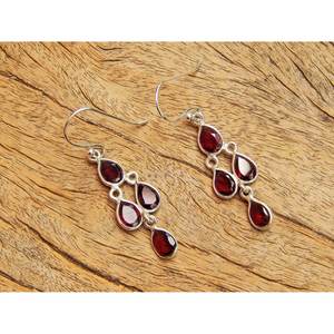 ต่างหูเงินสเตอร์ลิง925พร้อมโกเมน AAA ธรรมชาติเหลี่ยมเพชรพลอยเป็นของขวัญแต่งงานแบบมินิมอลสำหรับ Certified-E0959-GS ของเธอ - Product Image 1