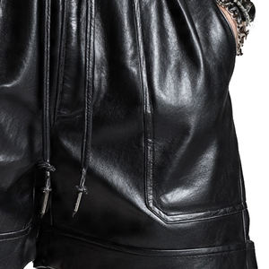 Pantalones cortos de cuero con cordón alto para hombre, pantalones cortos de cuero PU a la moda, pantalones cortos de cuero genuino para motorista para hombre - Product Image 3