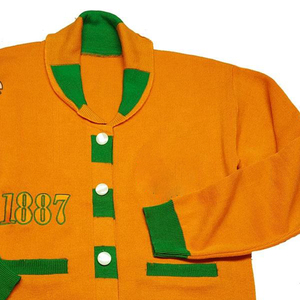 1887 personnalisé FAMU long col vert et Orange tricoté cardigan Floride femmes chandails grec attirail broderie logo - Product Image 5