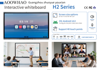 Pantalla Interactiva Inteligente 4K de 65, 75, 86 y 98 Pulgadas con Pantalla Dividida Multitarea AOOWHAO para Conferencias Corporativas y Reuniones Híbridas