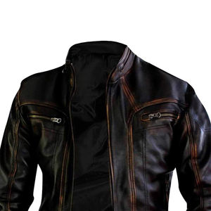 Vestes en cuir de vache pour hommes, personnalisées, de haute qualité, tissu imperméable, légères, différentes couleurs d'hiver, vestes en cuir OEM - Product Image 3