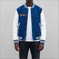 Blousons universitaires personnalisés pour hommes – Style urbain hivernal en tissu peigné polyester/coton avec logo frontal uni et vintage