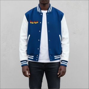 Chaquetas Varsity Personalizadas para Hombre, Estilo Urbano de Invierno, Tela de Lana Peinada, Diseño de Parches de Poliéster/Algodón - Product Image 1