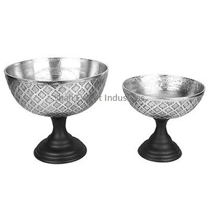 Bol de service en aluminium fini argent tendance pour ustensiles de cuisine à la maison décor de Table à manger bols de service alimentaire avec base - Product Image 3