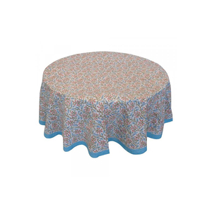 Venta al por mayor de algodón orgánico hecho a mano bloque impreso redondo mantel personalizable 150x150 Cms bien absorbente 20 láminas uso doméstico - Product Image 1