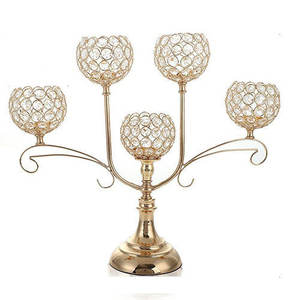 Portavelas con cubierta de vidrio, soporte de cristal con cuentas de cristal, elegante para mesa de comedor y café - Product Image 1