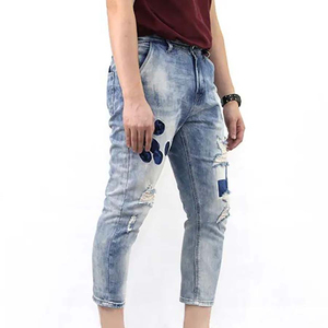 Nouvelle conception personnalisée à la mode motif solide de haute qualité 100% coton Denim pantalon respirant tricoté à bas prix bas quantité minimale de commande pantalon - Product Image 6