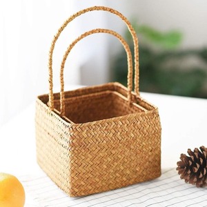 Precio competitivo, cesta de flores de paja de algas marinas tejidas a mano, hermosas cestas florales para damas de honor a la venta - Product Image 2