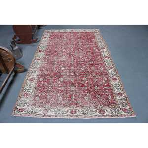 Tapis turc vintage 4,9x8,3 pi (149x253 cm), tapis à motifs floraux rouges - Product Image 1