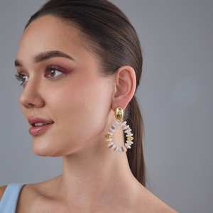 Party Hoop <b>Earrings</b> Religious Copper & Brass Butterfly <b>Earrings</b> Gold Plated Pearl <b>Diamond</b> Zircon & Zinc Alloy - Product Image 1