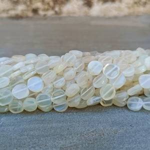 Natural White Moonstone Smooth Coin Shape Gemstone Beads Strands String 4mm Loose Beads Lot for Jewelry <b>Bracelet</b> Making in Bulk - Product Image 2