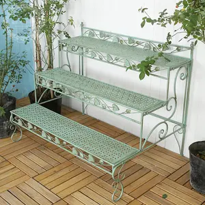 Suporte metálico para plantas 3 tier, suporte de metal para plantas múltiplas, escada em vasos, prateleira interior