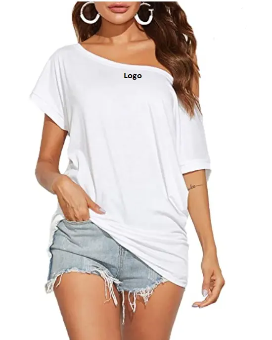 Tops con hombros descubiertos para mujer, blusa informal holgada con manga de murciélago, Top corto con hombros descubiertos