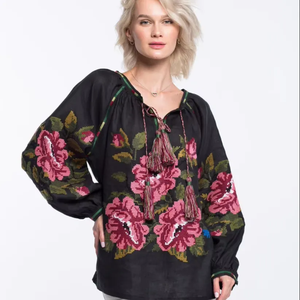 Nuevas blusas ucranianas al por mayor para mujer tallas grandes exquisitas blusas tejidas con borlas mangas elásticas ajustables bordadas a mano - Product Image 2