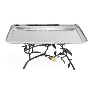 High Arrival Stainless Steel Silver Colour Chocolates <b>Tray</b> Serving <b>Snacks</b> <b>Tray</b> With Leaf Handles In Bulk Customized Size - Product Image 5