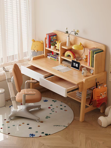 Blue Wood Study <b>Desk</b> with Bookshelf Storage for Kids Bedroom Home Office Furniture Set - Product Image 4