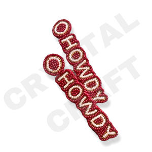 Howdy Vintage patriotique Orange blanc bleu perlé boucles d'oreilles pour les femmes mariage ou Memorial Day tissu matériel - Product Image 1