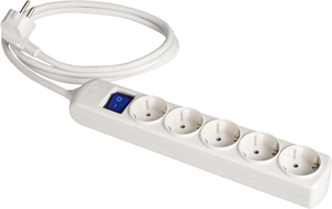 Multipresa con cavo e interruttore, serie 8000, 5 prese, 1,5 m (Solera 8015IL) - Product Image 1