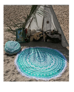 Mandala Ombre Round Boho Hippie 100% Cotton Handmade Wall Hanging Tapestry <b>Beach</b> Picnic <b>Travel</b> <b>Towel</b> Yoga Mat Tassel Roundie - Product Image 4