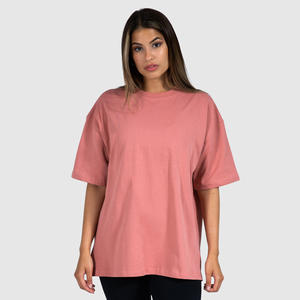 Camiseta de estilo Hip Hop de algodón 100% para mujer, personalizada, de alta calidad, ecológica, transpirable, de gran tamaño, suelta, con hombros caídos - Product Image 1