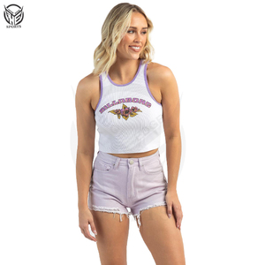 Camiseta sin mangas para mujer con logotipo personalizado, vendida directamente de fábrica, sin mangas, transpirable, suelta, de secado rápido, deportiva, con espalda cruzada - Product Image 2