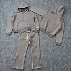 Conjunto Deportivo Personalizado de Hip Hop para Hombre, Estilo Urbano, con Triple Cremallera, Lavado Desteñido al Sol y Detalles de Pedrería. - Product Image 5