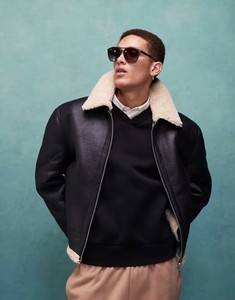 Veste chaude respirante pour homme en cuir véritable de chèvre de vol pour aviateur, couette, veste d'hiver de haute qualité pour homme, veste en cuir de fourrure - Product Image 5