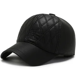 Cappello non strutturato a tesa piatta a 6 pannelli con cinturino in pelle con cinturino in pelle con logo design en cap