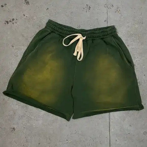 Shorts d'été personnalisés délavés au soleil, en coton uni, avec cordon de serrage, vintage, délavés à l'acide, streetwear, shorts de sport pour hommes - Product Image 2