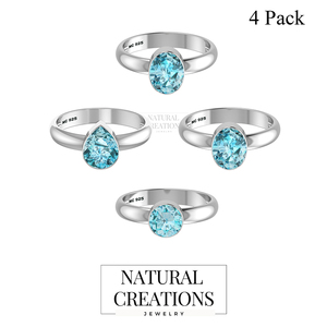 Anillo de Compromiso Unisex de Plata de Ley 925 con Acabado de Alta Calidad, Engaste de Bisel, Aguamarina Natural, Estilo Clásico Ovalado en Forma de Pera, Energía Positiva - Product Image 2