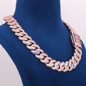 Cadena de eslabones cubanos de 20 MM de alta calidad, oro rosa de 14 quilates con diamantes cultivados en laboratorio, collares de diseño único personalizados para Unisex - Product Image 2