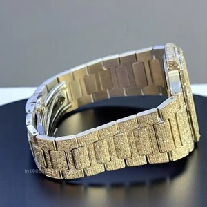 Silver Moissanite Diamond Full Iced Diamond Stylish <b>Waterproof</b> Quartz Movement Luxury Bling Fashion <b>Watch</b> for Casual Looks - Product Image 2