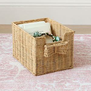 Panier de rangement en rotin fait à la main avec nœud papillon Organisateur de boîte tissé décoratif pour la décoration de bureau à domicile vente en gros - Product Image 1