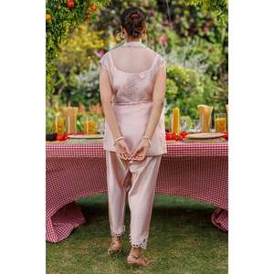 Women's Loose Chiffon <b>Short</b> <b>Set</b>-Office <b>Lady</b> Lace Top and Pants - Product Image 5