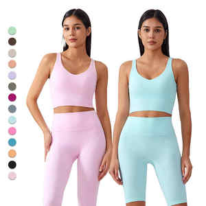 Vente en gros de soutien-gorge de sport de fitness respirant à séchage rapide écologique pour femmes, yoga et gymnastique, avec logo personnalisé, service OEM - Product Image 2