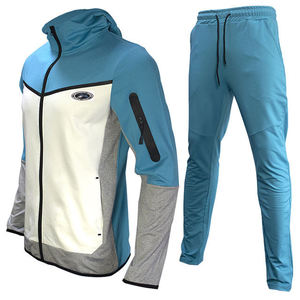 ชุดกีฬามีฮู้ดสองชิ้นสีพื้นชุดสเวตเตอร์100% ใส่ได้ทั้งชายและหญิงชุดฤดูหนาว - Product Image 1