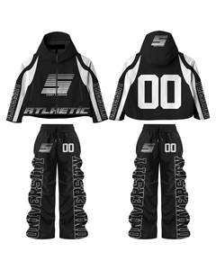 Survêtements personnalisés avec impression de logo, broderie, ensemble pantalon de survêtement et sweat-shirt à fermeture éclair, coupe-vent, survêtement en nylon - Product Image 3