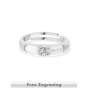 Adjustable 1 Carat Solitaire <b>Silver</b> <b>Ring</b> for <b>Men</b> Elegant Diamond <b>Ring</b> - Product Image 5