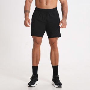 Ventes directes d'usine Short de sport avec poche à fermeture éclair imprimé avec logo personnalisé Short de sport en tissu à séchage rapide hautement élastique pour hommes - Product Image 1