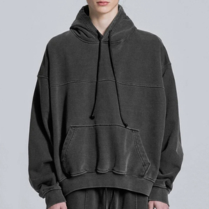 Sudaderas con capucha informales personalizadas para hombre, de algodón 100% jersey con hombros caídos, sudaderas con capucha de gran tamaño, sudaderas con capucha lavadas para hombre de peso pesado - Product Image 2