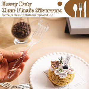 Cubiertos Desechables Resistentes de PS Transparente Biodegradable, Tenedores, Cucharas, Cuchillos, Libres de BPA, Resistentes al Calor, Juego de Cubiertos Premium Libres de BPA - Product Image 4