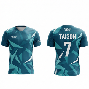 Camiseta de Bádminton para Hombre, 180 GSM, Poliéster Interlock Premium de Secado Rápido, Color Verde Azulado, Sublimación, Logotipo, Nombre y Número Personalizables - Product Image 1