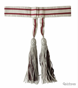 Cinturón de Cintura Ceremonial Plateado y Granate con Borlas Plateadas, Accesorio Formal para Vestidos, Disfraces y Eventos Especiales - Product Image 1