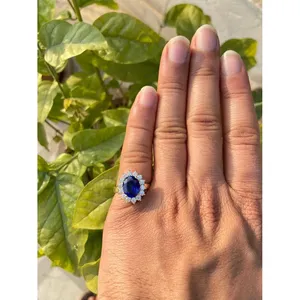 Lab-Created Blue Sapphire <b>Ring</b> 925 Sterling Silver Handmade Fine Gemstone Jewelry Wholesale Supplier - Product Image 6