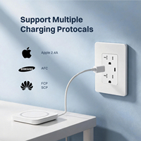 ETL Onaylı 30W 2 USB-C Şarj Cihazlı Çift Prizli Duvar Soketi 20A 125V ABD Elektrik Prizi QC3.0 AFC FCP SCP Apple 2.4A Desteği