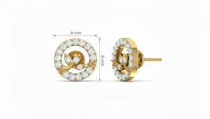 Pendientes de diamantes naturales chapados en rodio de oro macizo de 14 quilates para mujer clásica con 36 diamantes redondos de corte brillante 0.20CTW - Product Image 2