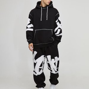 Chándal de hombre con capucha, diseño 2 en 1, con logo estampado y lavado ácido, estilo urbano, transpirable, de alta demanda para invierno, venta al por mayor, a la moda - Product Image 1
